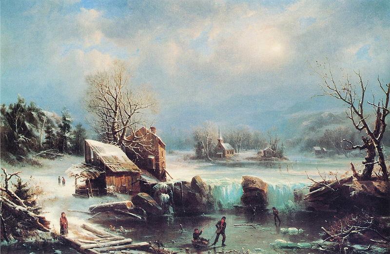 Regis-Francois Gignoux Mid-Winter Moonlight Norge oil painting art